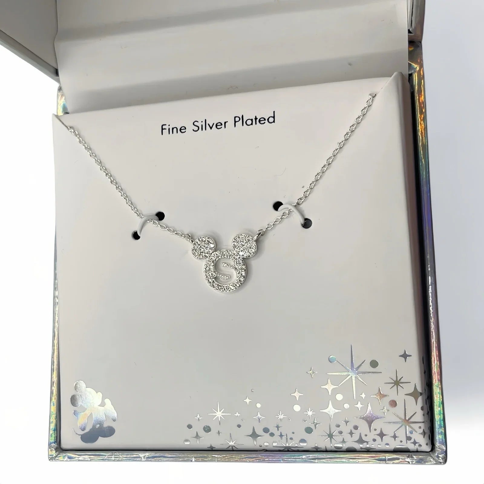 Disney Mickey Mouse “S” Necklace Fine Silver Plated Rhinestones Sparkly 🆓📦 - Trendiez U ♥ 
