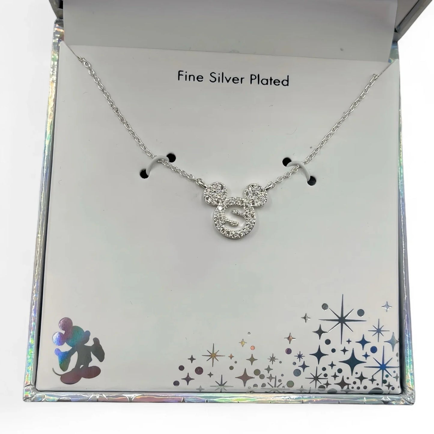 Disney Mickey Mouse “S” Necklace Fine Silver Plated Rhinestones Sparkly 🆓📦 - Trendiez U ♥ 