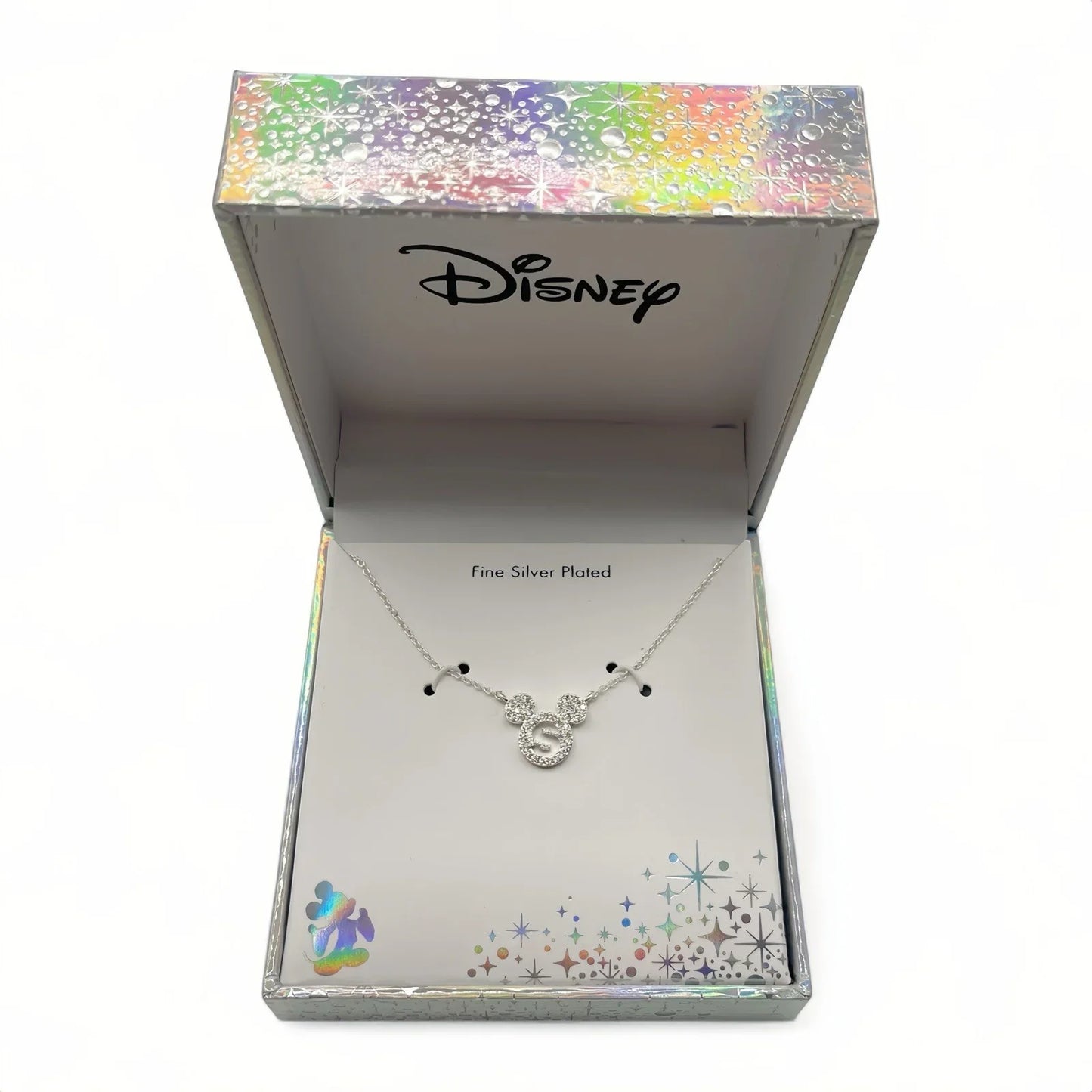 Disney Mickey Mouse “S” Necklace Fine Silver Plated Rhinestones Sparkly 🆓📦 - Trendiez U ♥ 