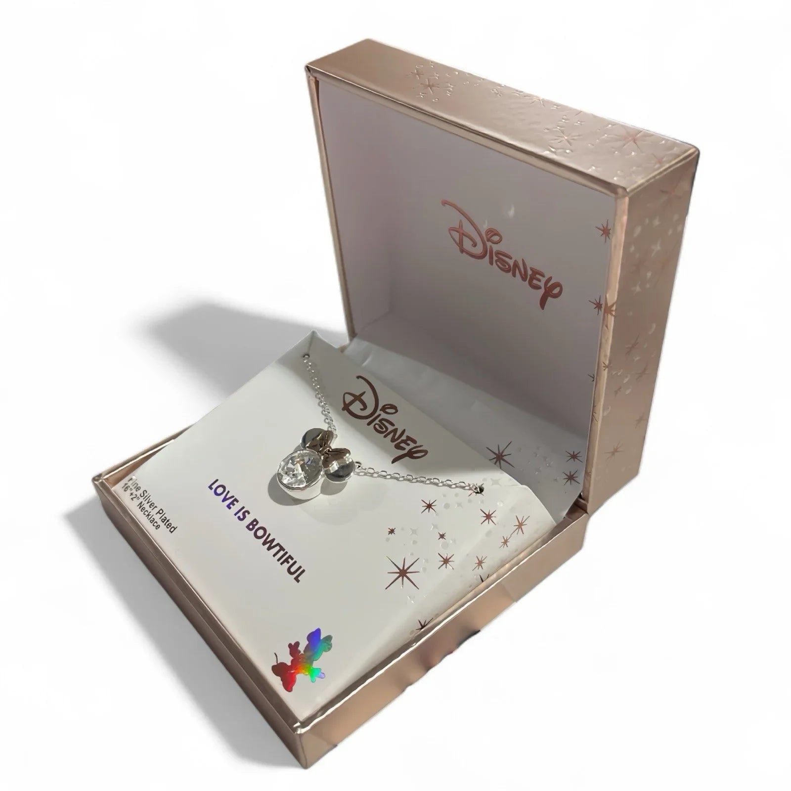 Disney Minnie Mouse Crystal Necklace Silver/Rose Gold Overlay NIB - Trendiez U ♥ 