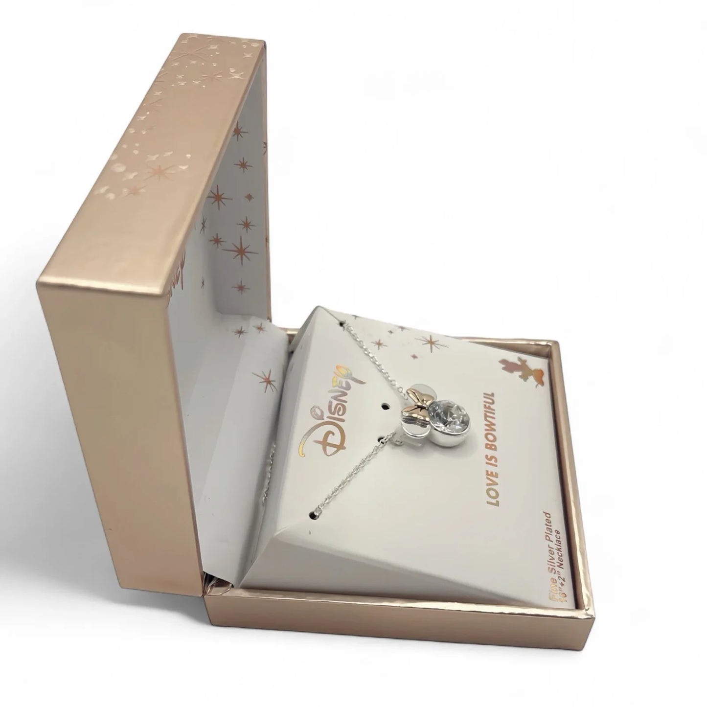 Disney Minnie Mouse Crystal Necklace Silver/Rose Gold Overlay NIB - Trendiez U ♥ 