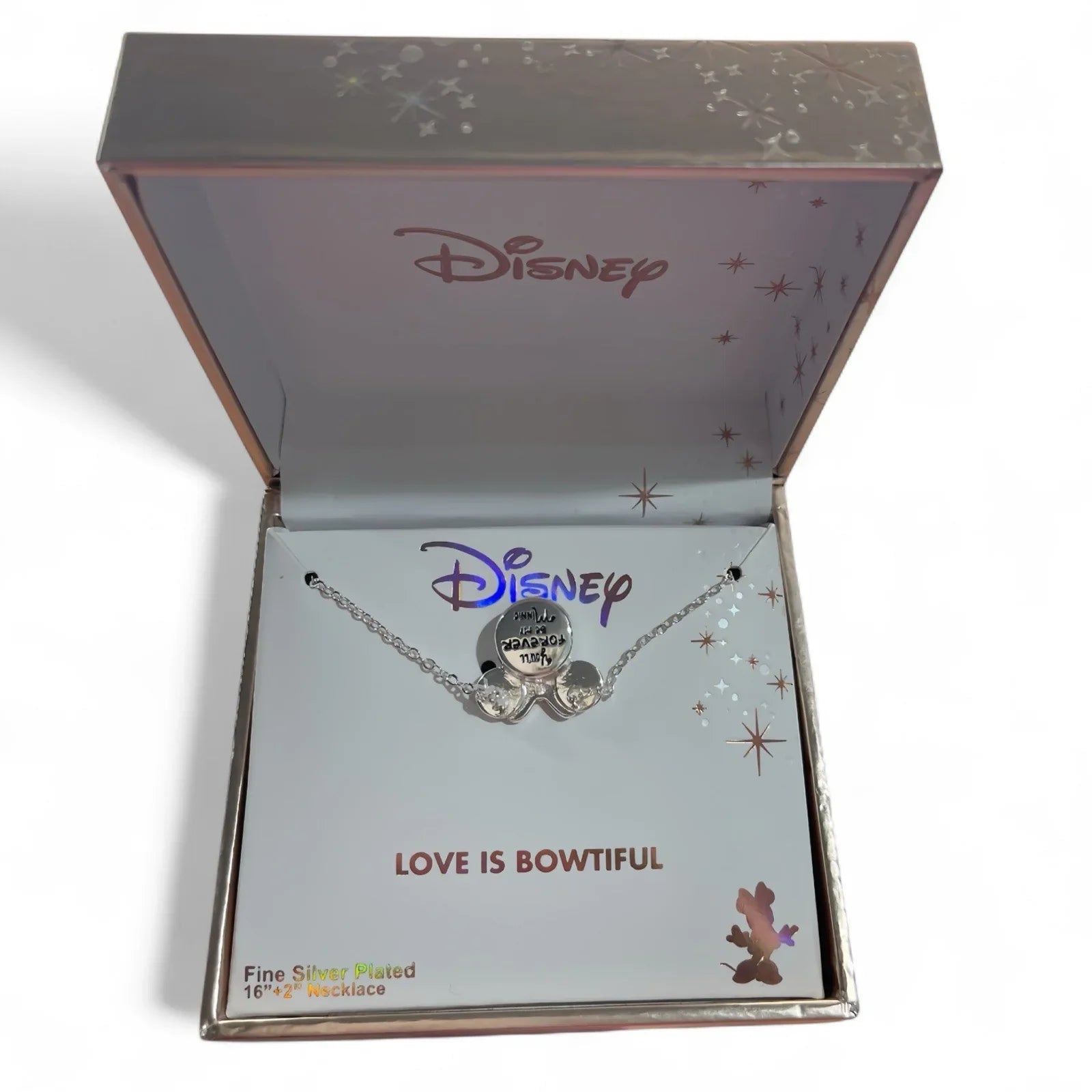 Disney Minnie Mouse Crystal Necklace Silver/Rose Gold Overlay NIB - Trendiez U ♥ 
