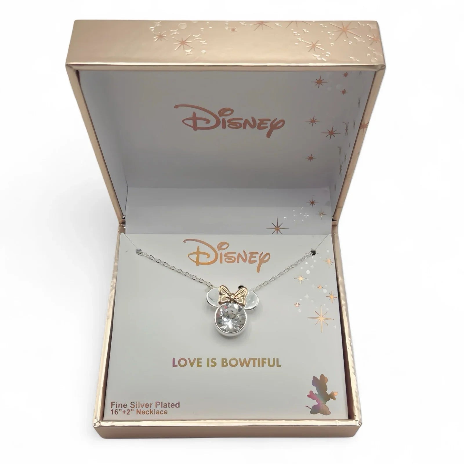 Disney Minnie Mouse Crystal Necklace Silver/Rose Gold Overlay NIB - Trendiez U ♥ 