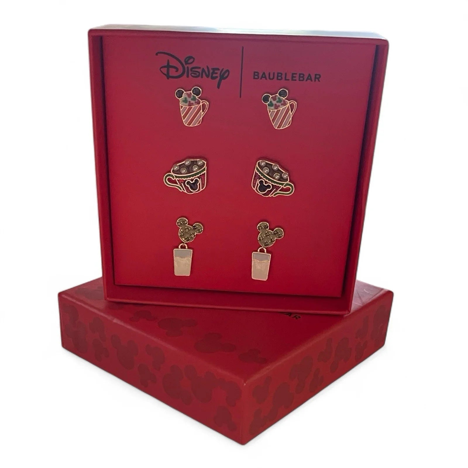 Disney x Baublebar Mickey Holiday Earring Set Christmas Shimmery Studs - 3 Pairs - Trendiez U ♥ 