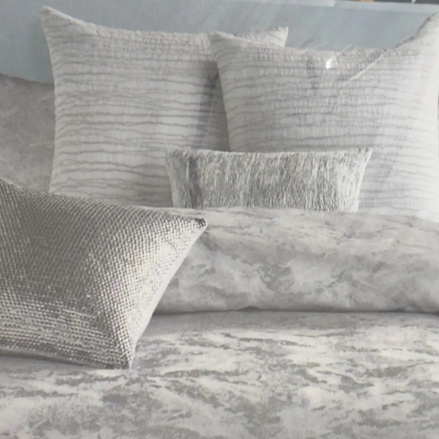 Donna Karan Pillow Sham Luna Decorative Luxury Euro Decor MSRP $190 Platinum - Trendiez U ♥ 