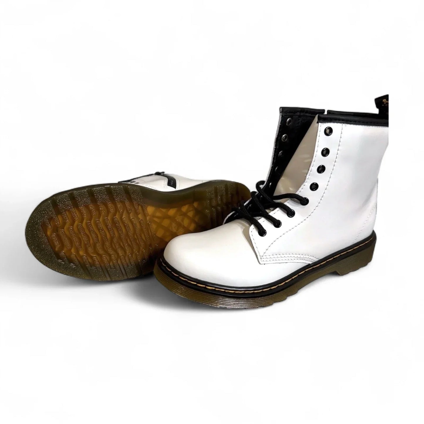Dr. Martens 1460 White Smooth Leather Lace Up/Zip Ankle Boots Size 4M/5W - Trendiez U ♥ 