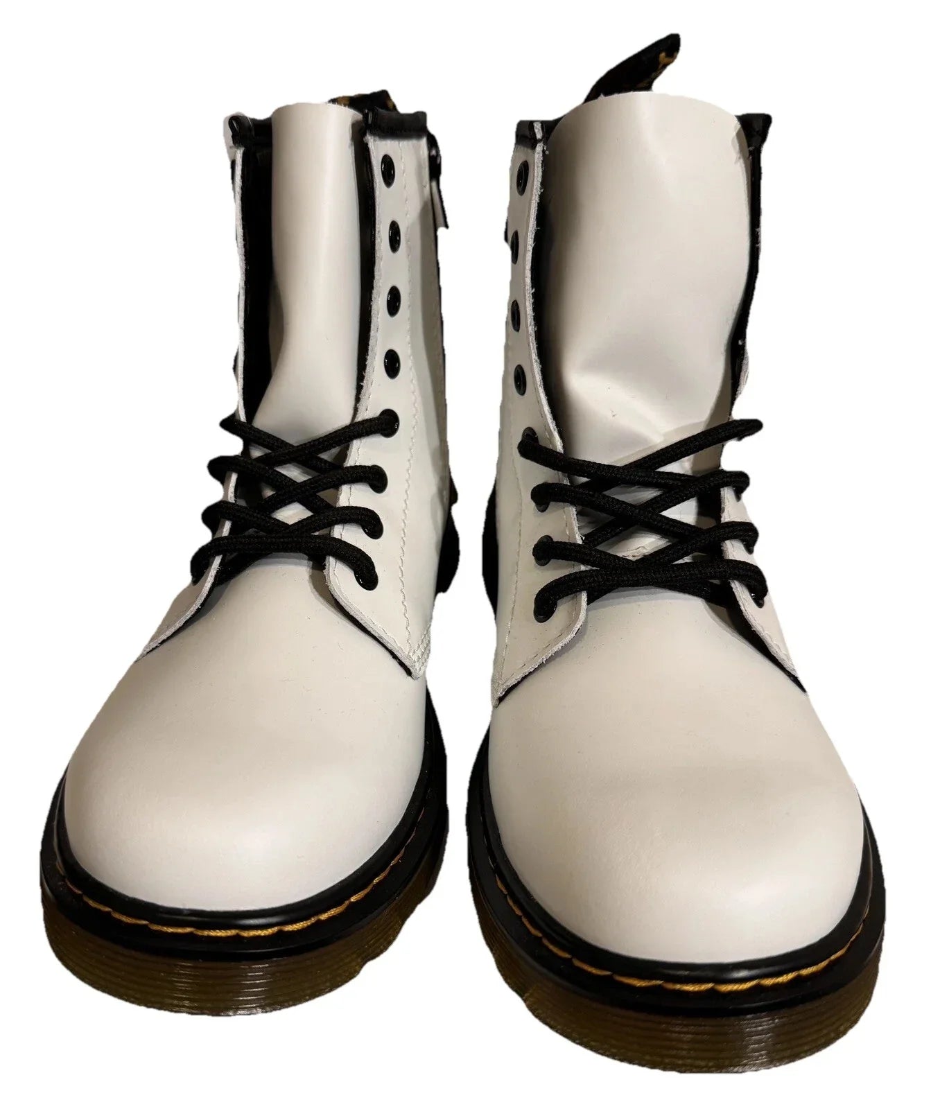 Dr. Martens 1460 White Smooth Leather Lace Up/Zip Ankle Boots Size 4M/5W - Trendiez U ♥ 