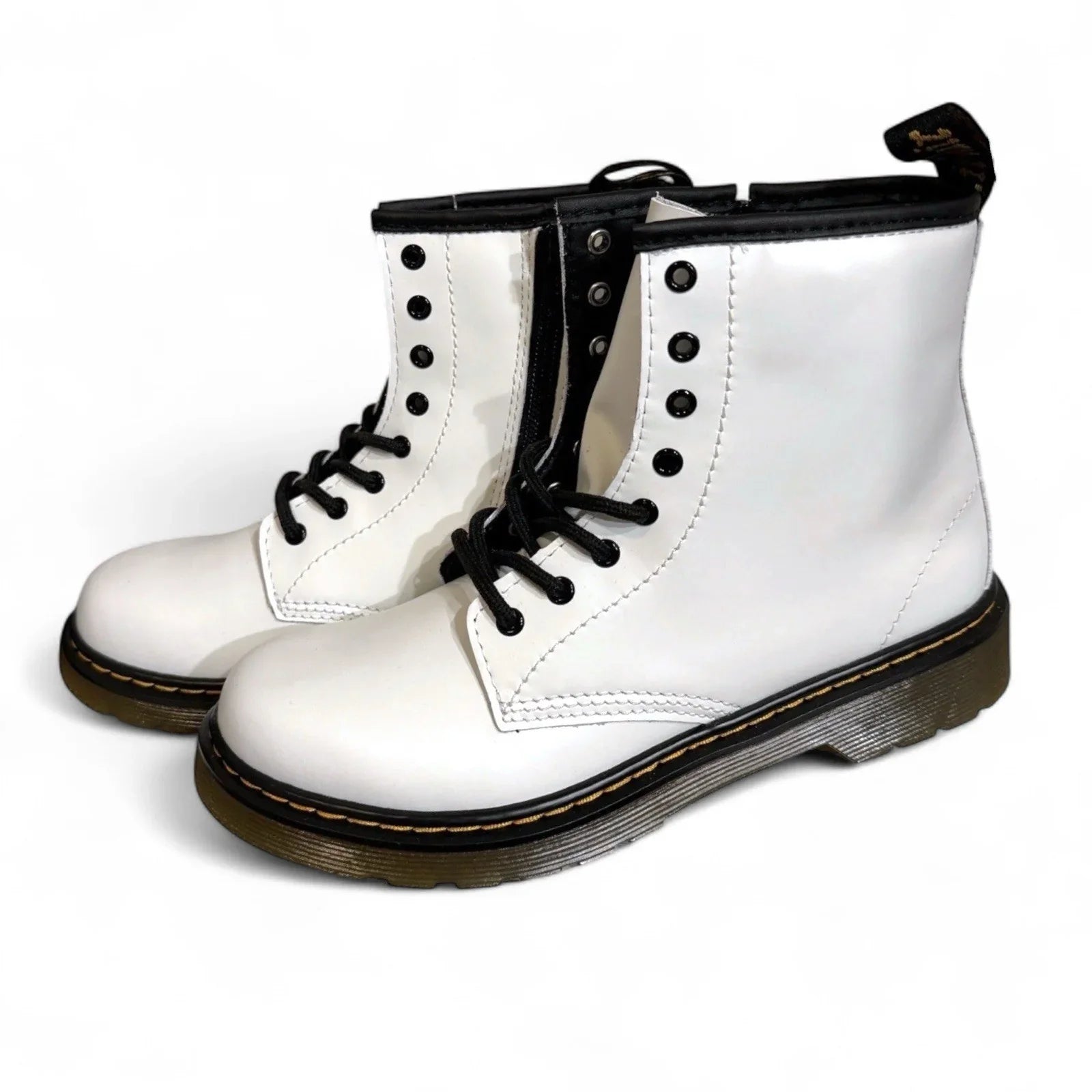 Dr. Martens 1460 White Smooth Leather Lace Up/Zip Ankle Boots Size 4M/5W - Trendiez U ♥ 