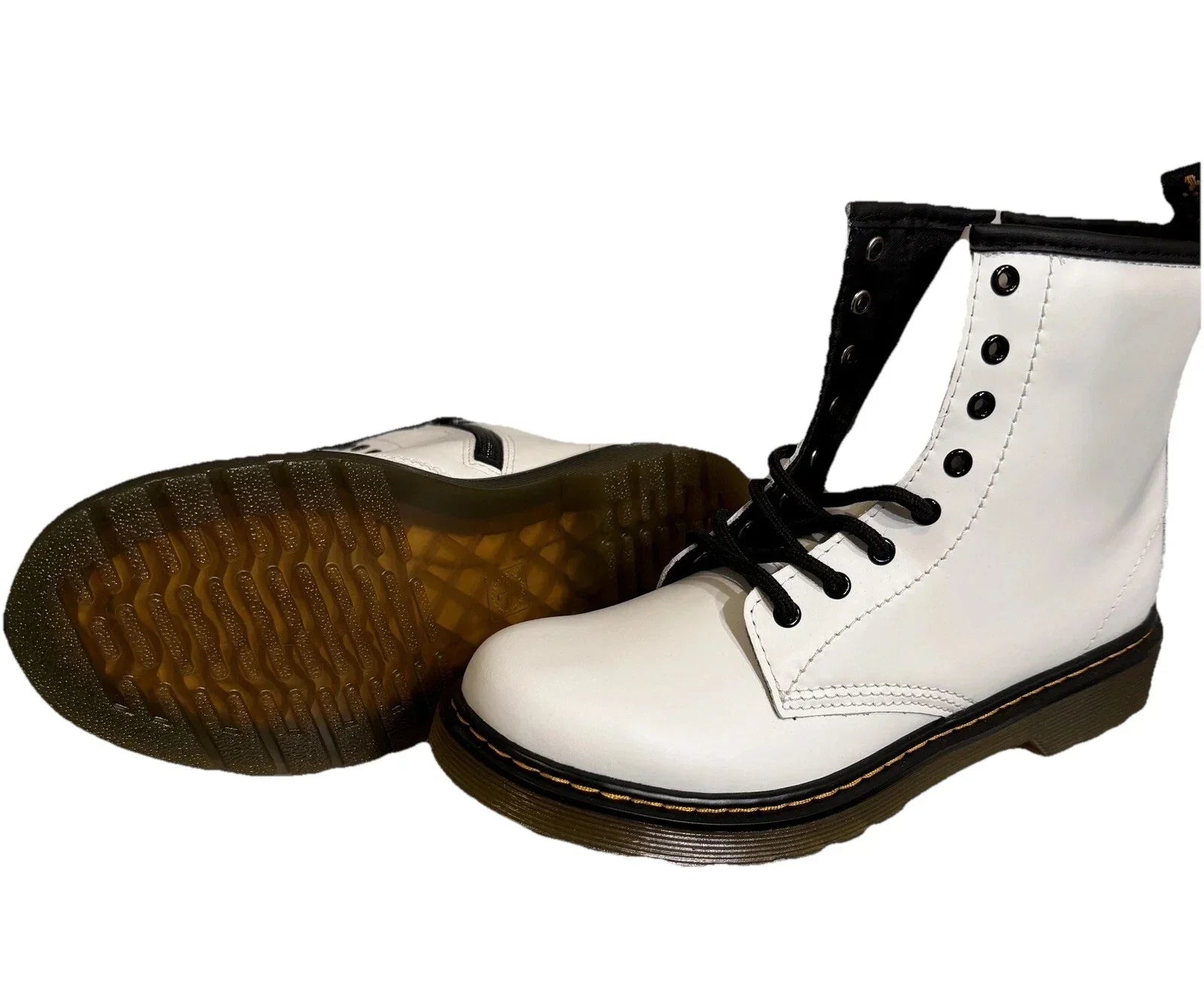 Dr. Martens 1460 White Smooth Leather Lace Up/Zip Ankle Boots Size 4M/5W - Trendiez U ♥ 