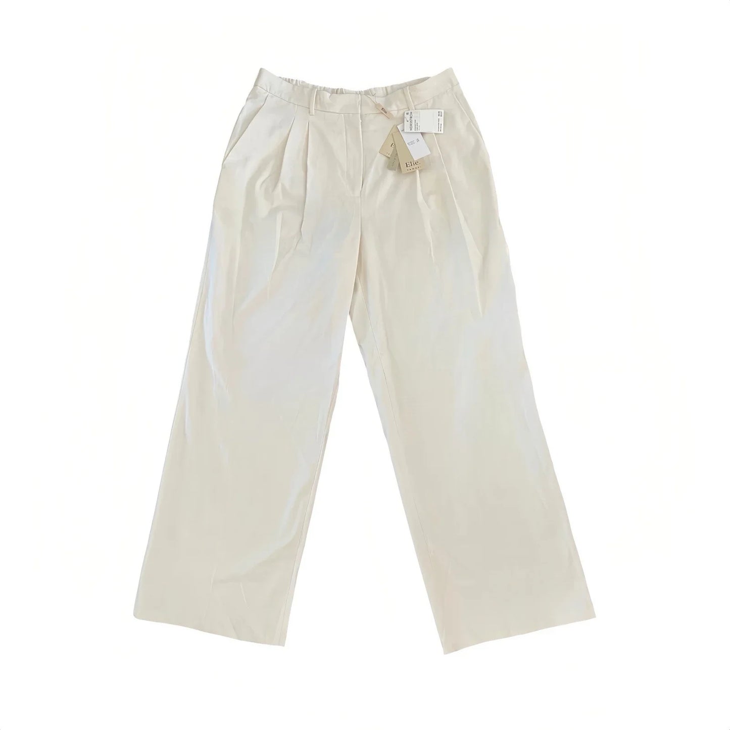 Elie Tahari Women’s Pleated High-Waisted Dress Pants Ivory Cream Straight Leg - Trendiez U ♥ 