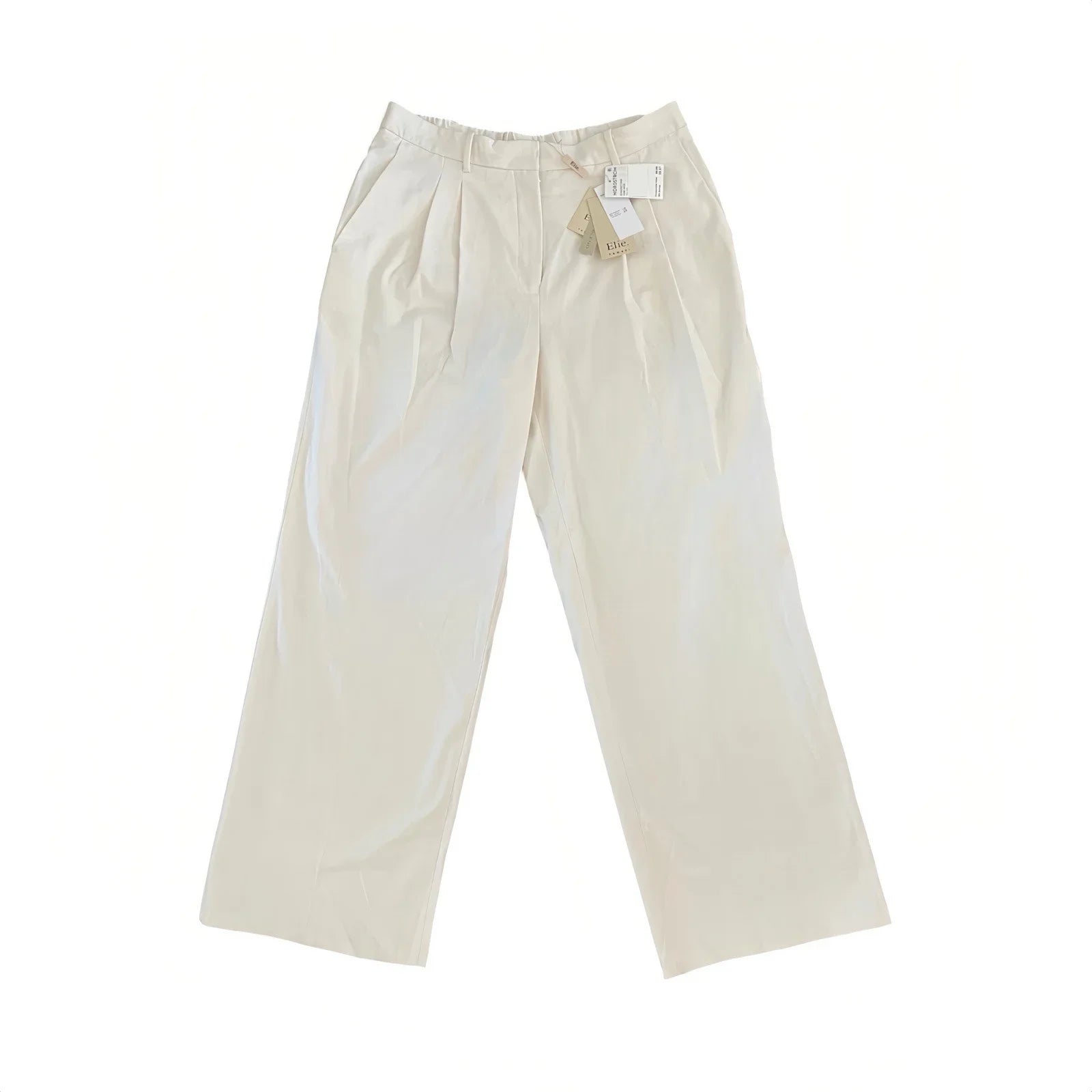 Elie Tahari Women’s Pleated High-Waisted Dress Pants Ivory Cream Straight Leg - Trendiez U ♥ 