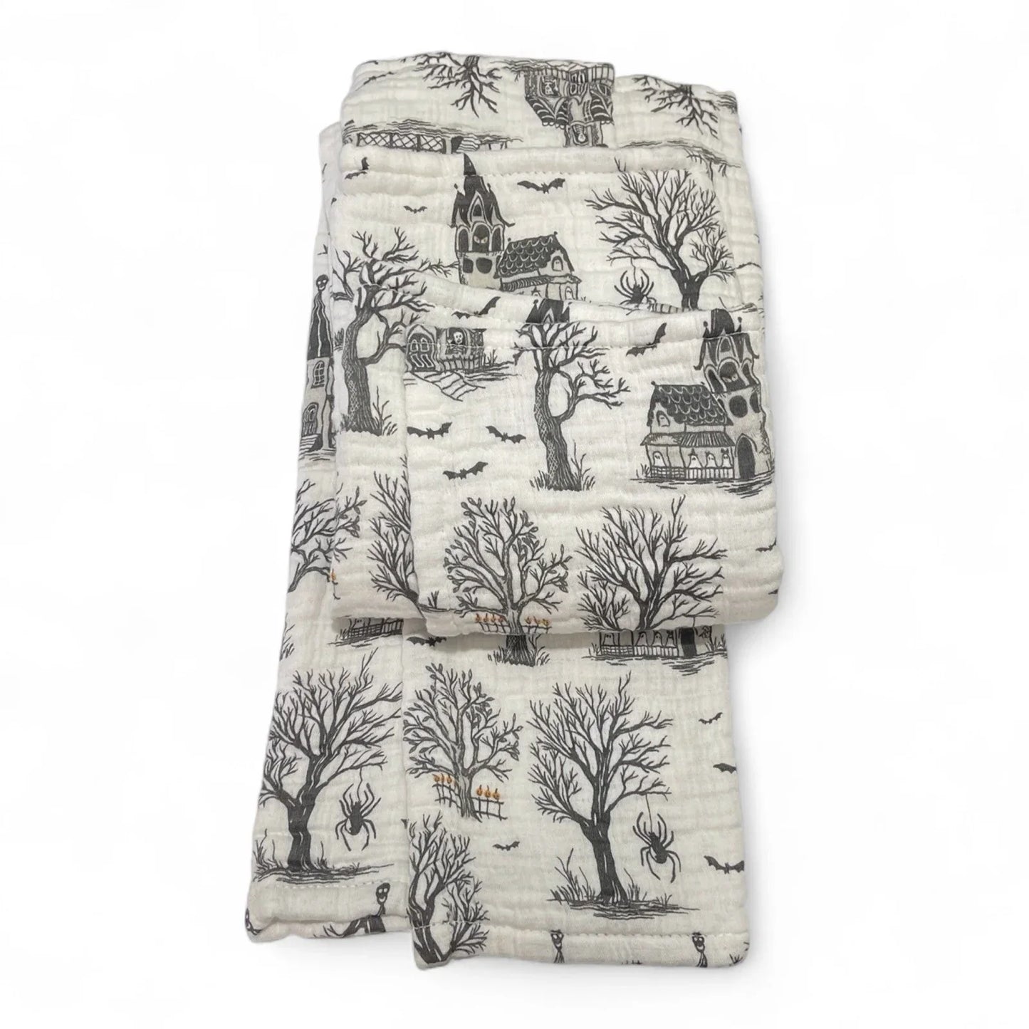 Envogue HAUNTED HOUSE Kitchen Towel Set 2PC 18x28” Halloween 100% Cotton Gauze - Trendiez U ♥ 