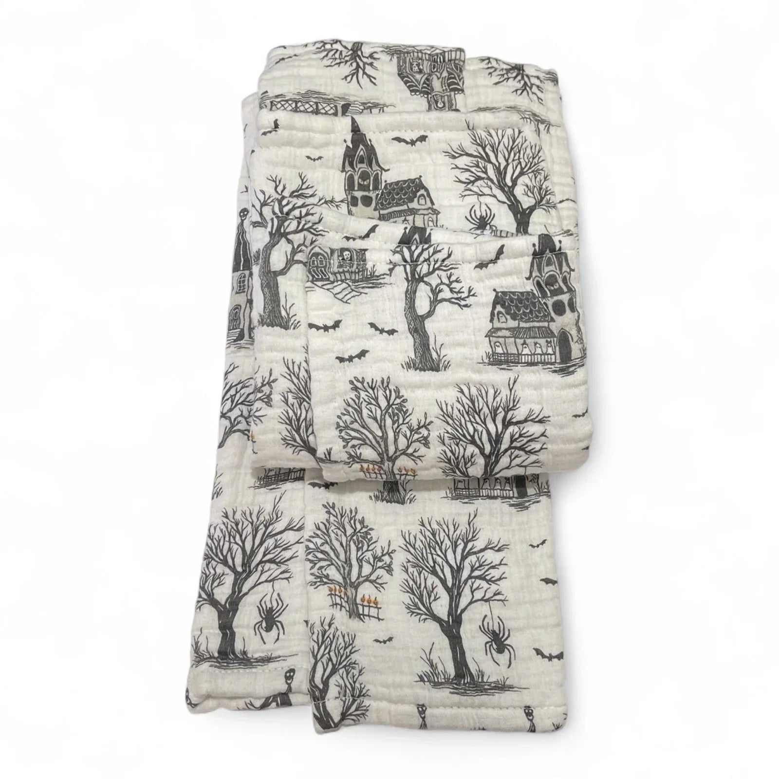 Envogue HAUNTED HOUSE Kitchen Towel Set 2PC 18x28” Halloween 100% Cotton Gauze - Trendiez U ♥ 