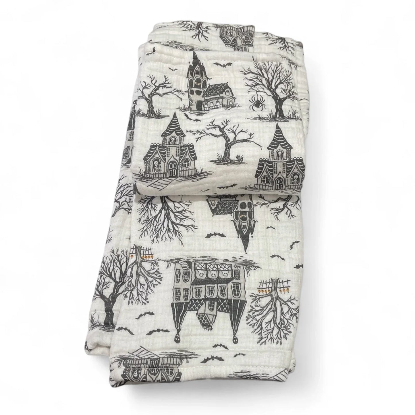 Envogue HAUNTED HOUSE Kitchen Towel Set 2PC 18x28” Halloween 100% Cotton Gauze - Trendiez U ♥ 