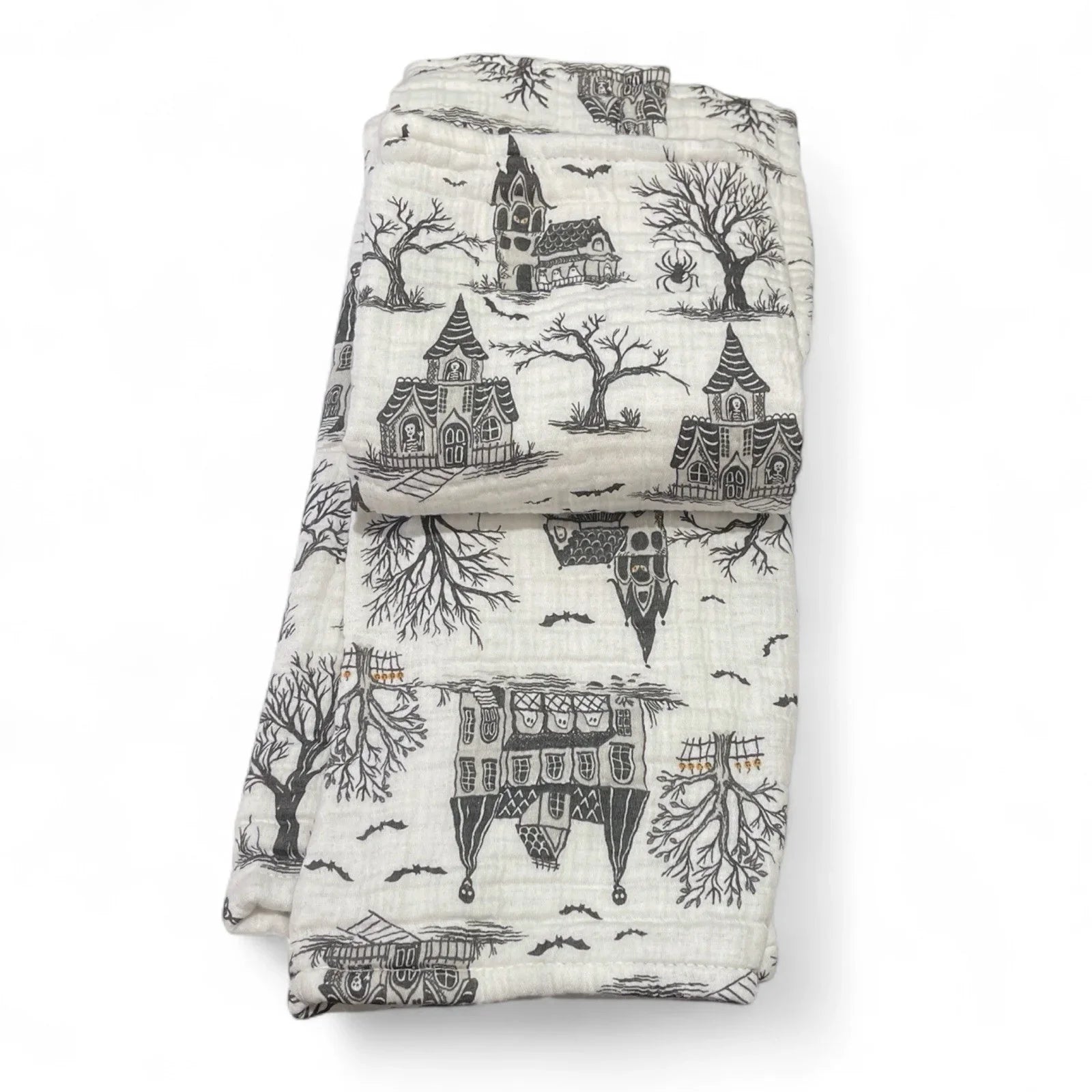 Envogue HAUNTED HOUSE Kitchen Towel Set 2PC 18x28” Halloween 100% Cotton Gauze - Trendiez U ♥ 