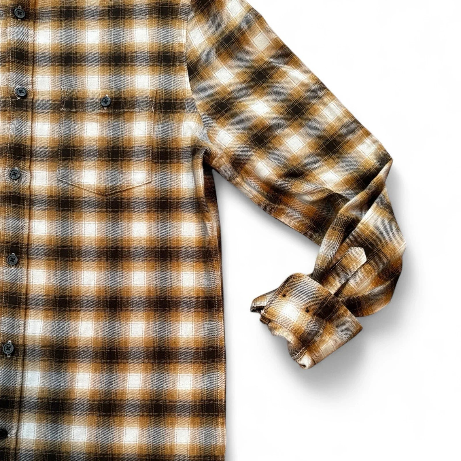 Express Men’s Flannel Shirt – Brown Plaid, Size XS - Trendiez U ♥ 