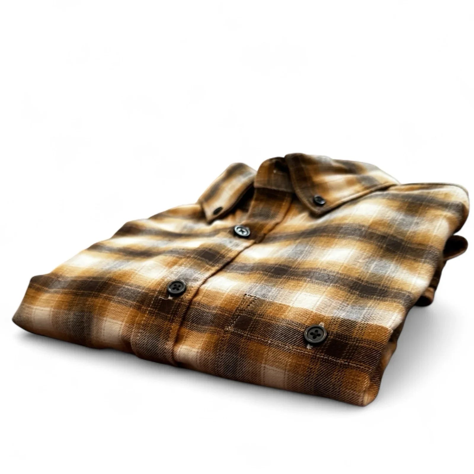 Express Men’s Flannel Shirt – Brown Plaid, Size XS - Trendiez U ♥ 