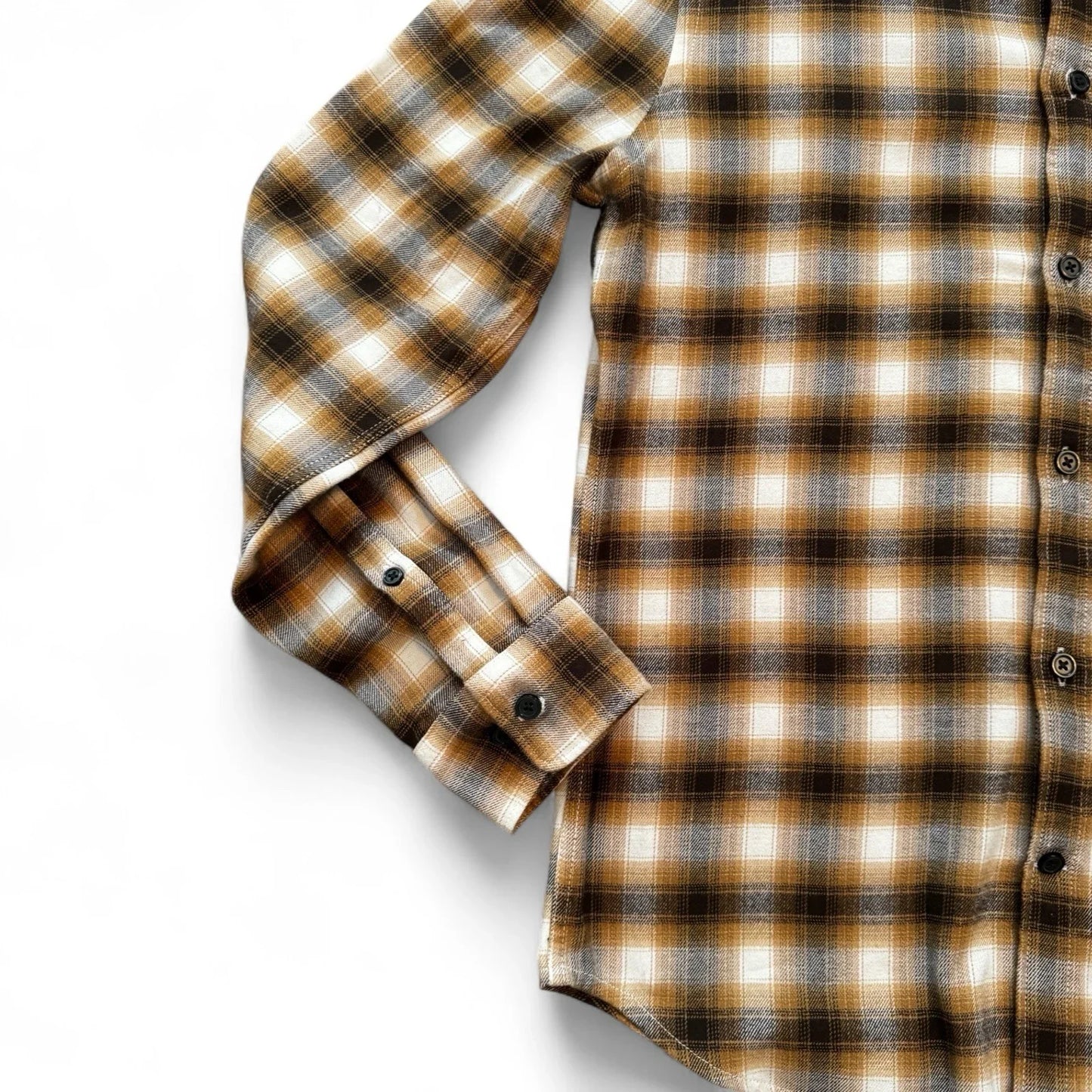 Express Men’s Flannel Shirt – Brown Plaid, Size XS - Trendiez U ♥ 