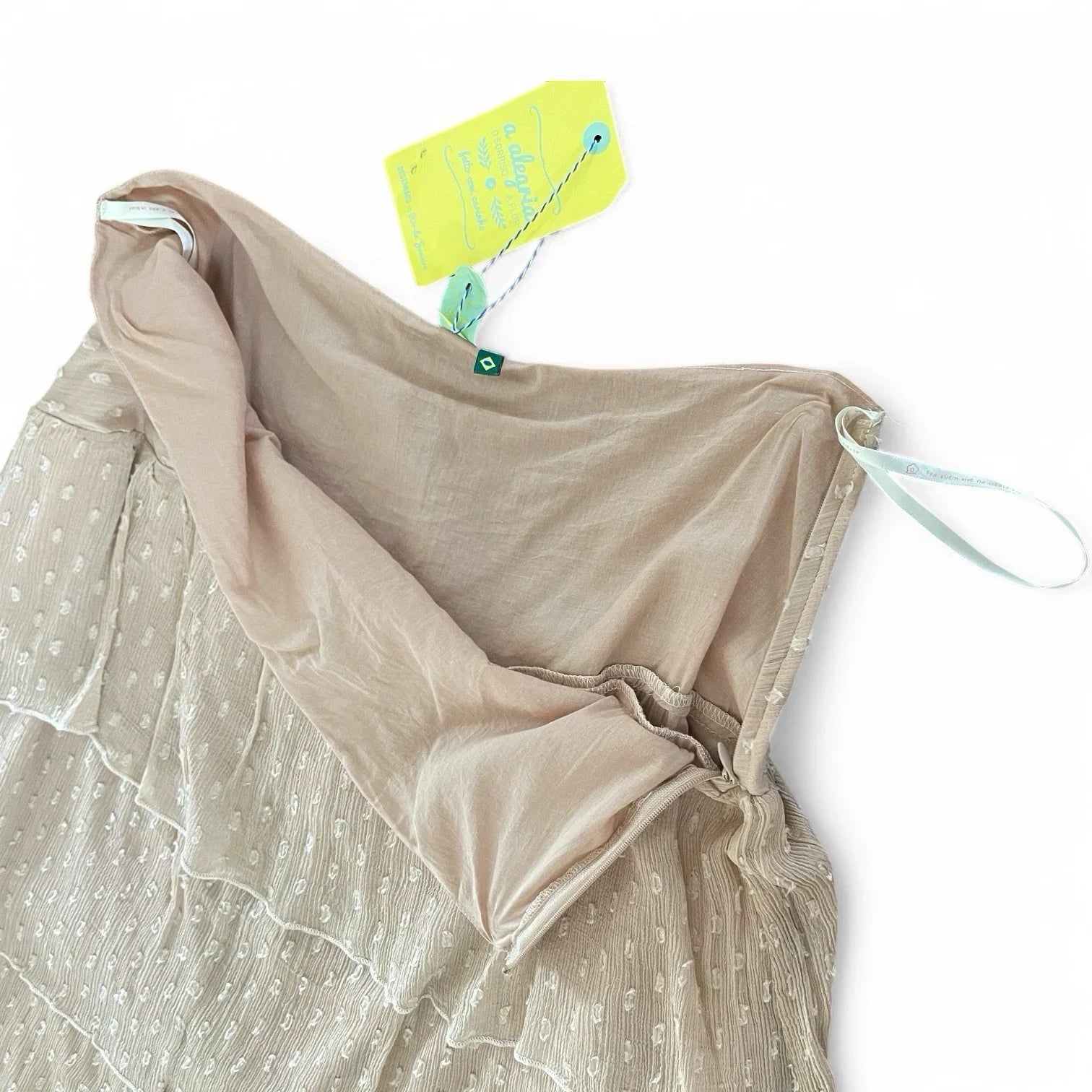 Farm Rio Midi Skirt Flare Tiered Lined Tan Size L Viscose NWT - Trendiez U ♥ 