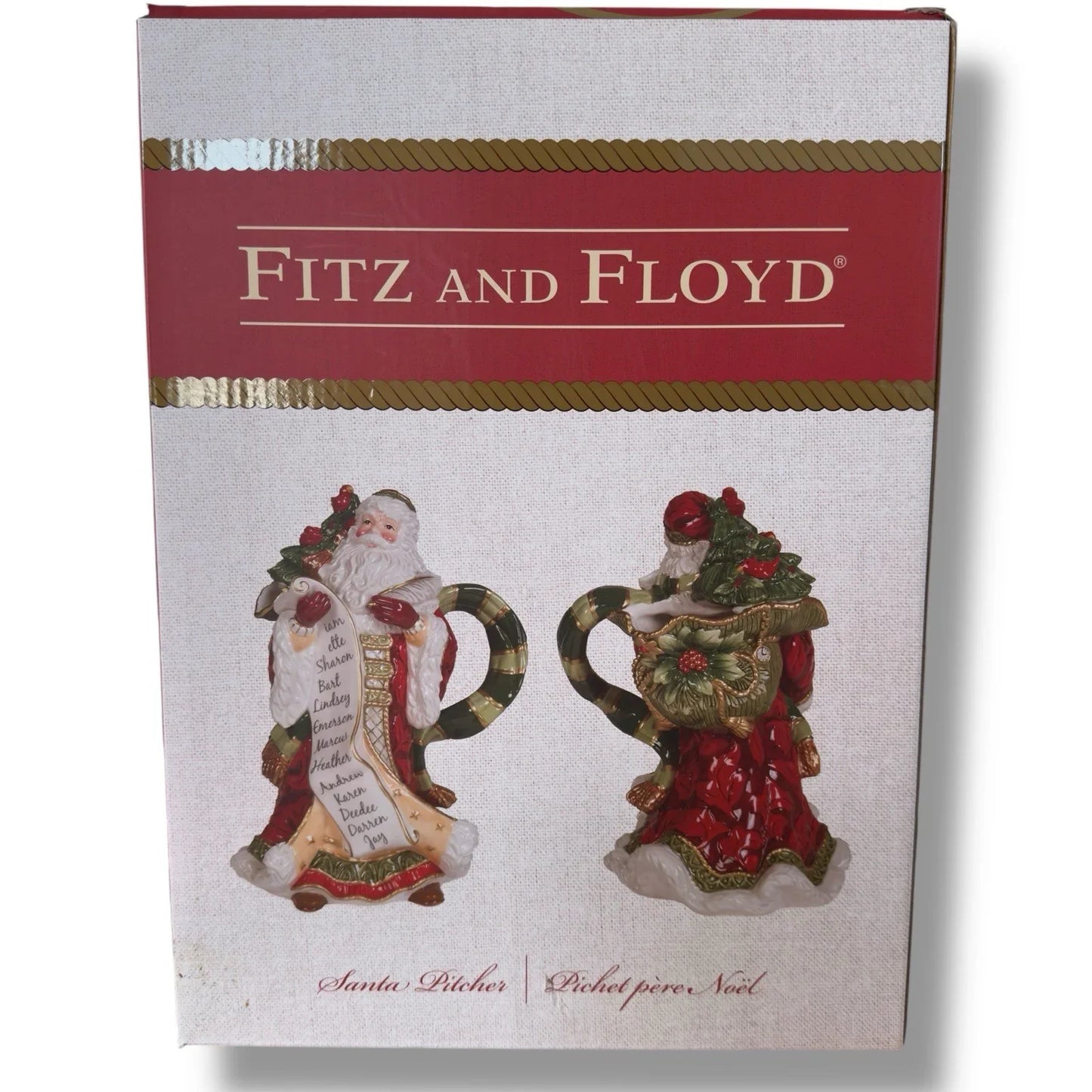 Fitz and Floyd Holiday Home Festive Santa Pitcher Figurine, 11.75 inch - Trendiez U ♥ 