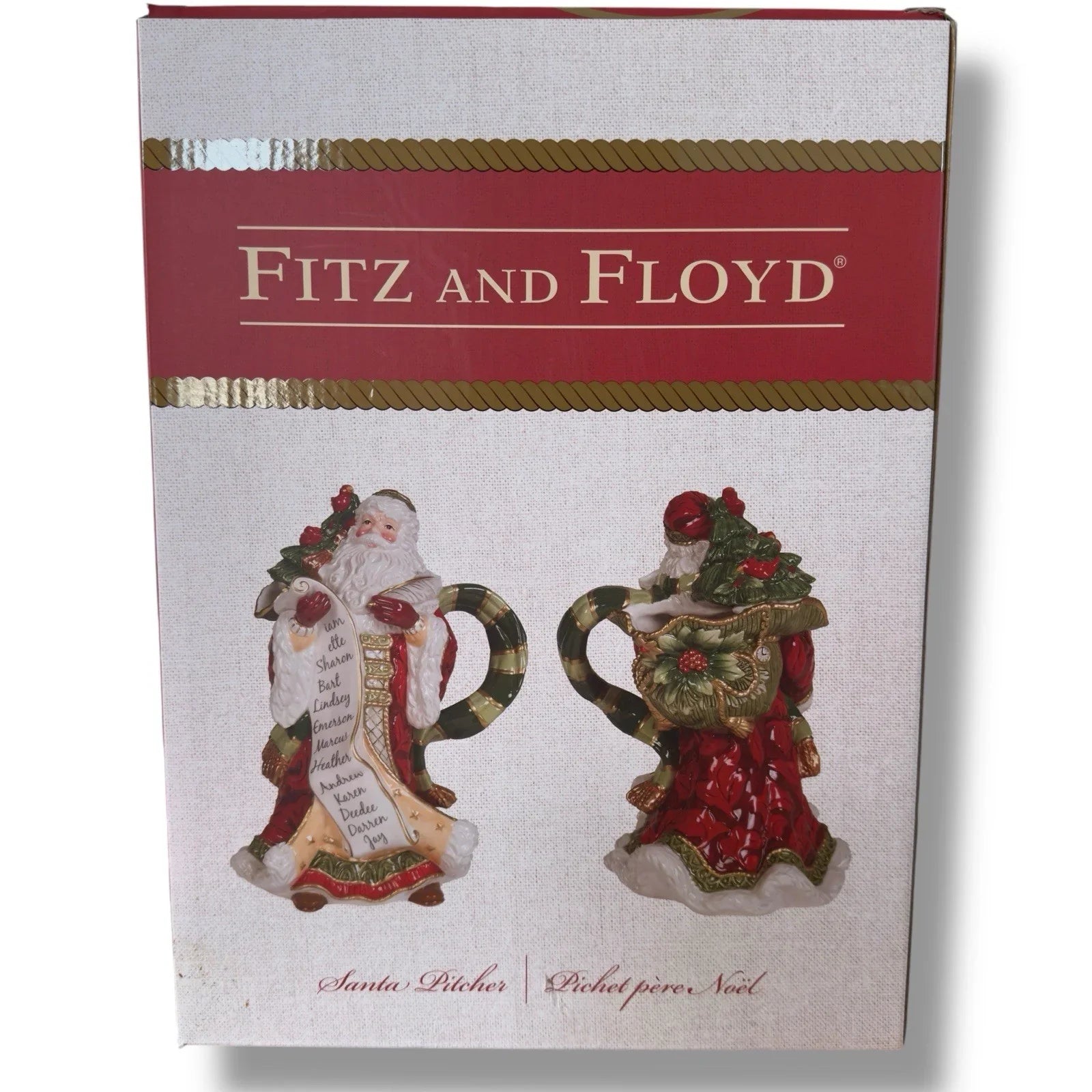 Fitz and Floyd Holiday Home Festive Santa Pitcher Figurine, 11.75 inch - Trendiez U ♥ 