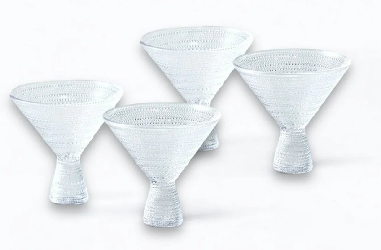 Fortessa Jupiter Martini Glasses Set of 4 Clear 11.5oz Textured Vintage - Trendiez U ♥ 