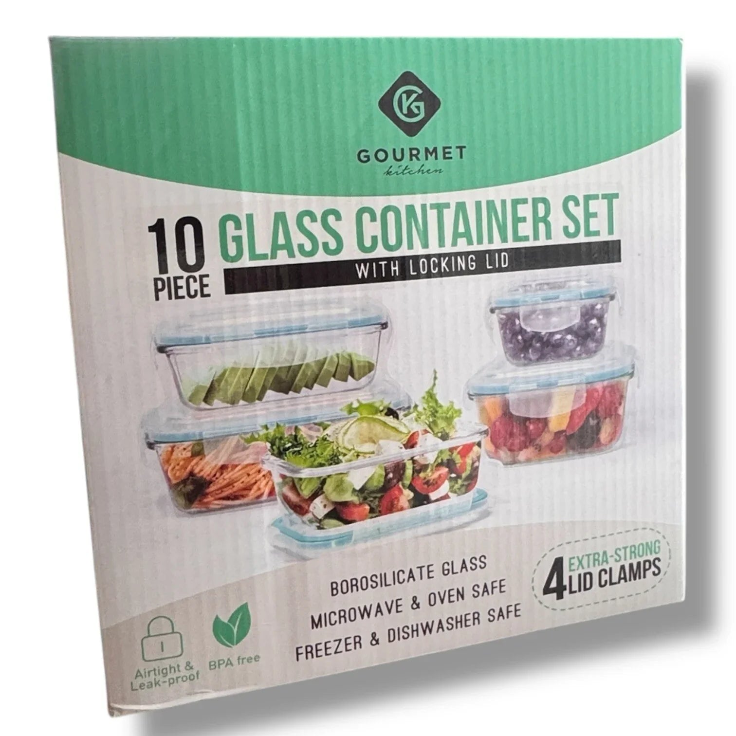 Gourmet 10-piece Glass Meal Prep Storage Glass Containers, Set of 5 Lock Tight - Trendiez U ♥ 