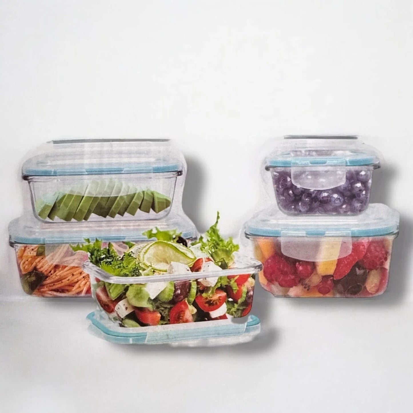 Gourmet 10-piece Glass Meal Prep Storage Glass Containers, Set of 5 Lock Tight - Trendiez U ♥ 
