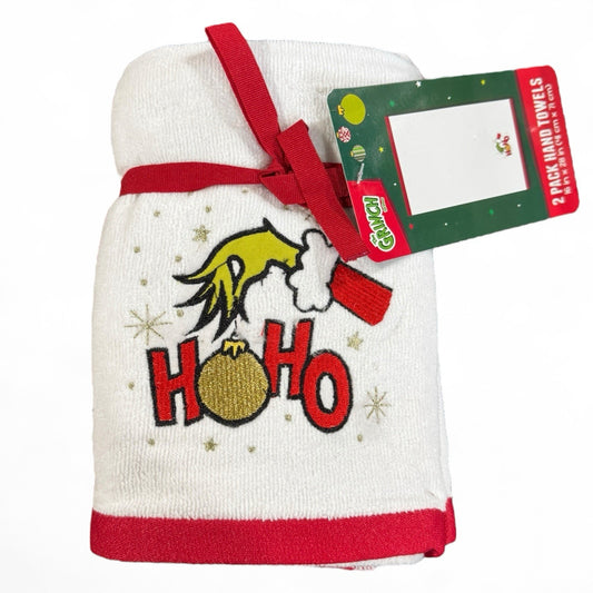 Grinch Dr. Suess Ho Ho 2pk Hand Towels Christmas Holiday Bathroom Decor - Trendiez U ♥ 