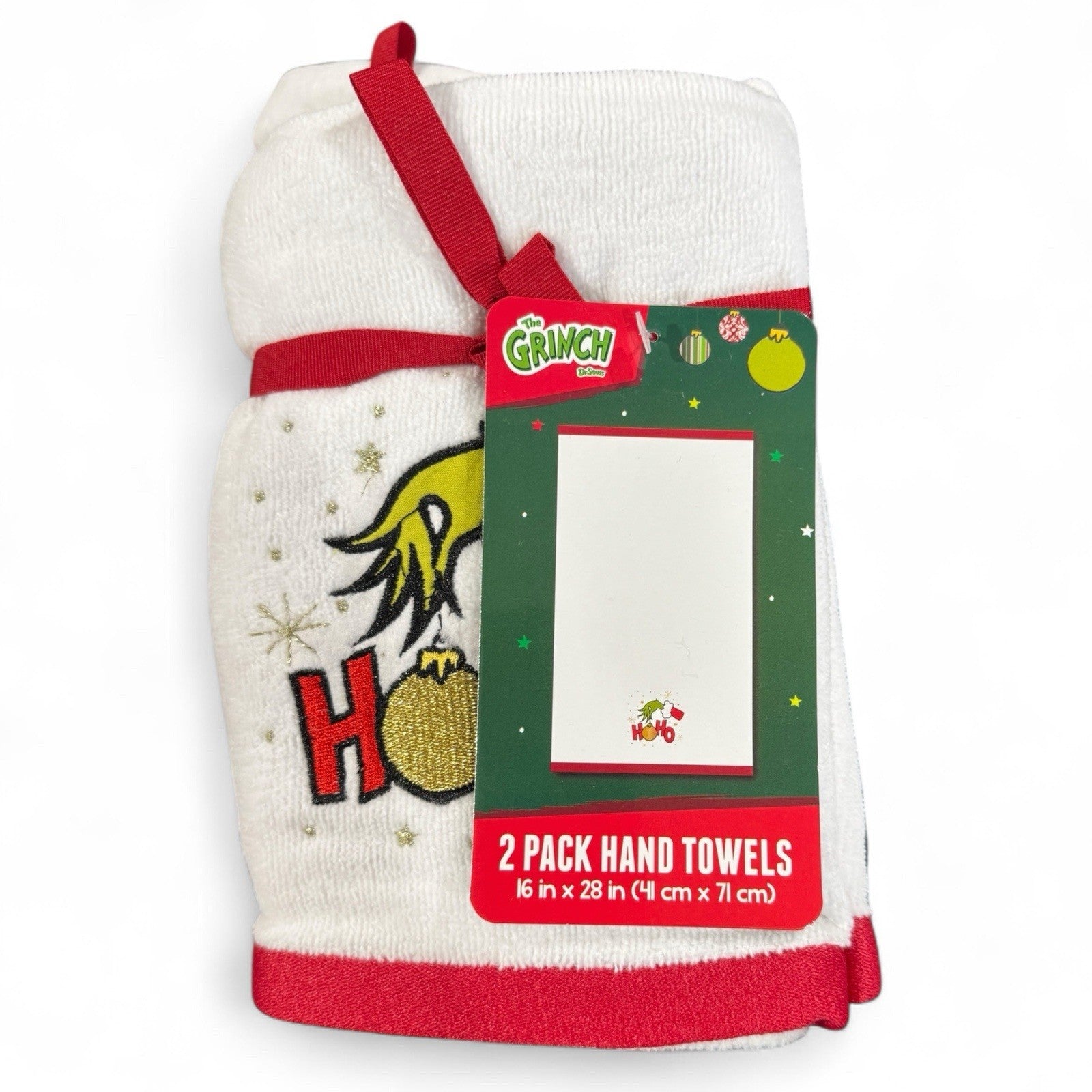 Grinch Dr. Suess Ho Ho 2pk Hand Towels Christmas Holiday Bathroom Decor - Trendiez U ♥ 