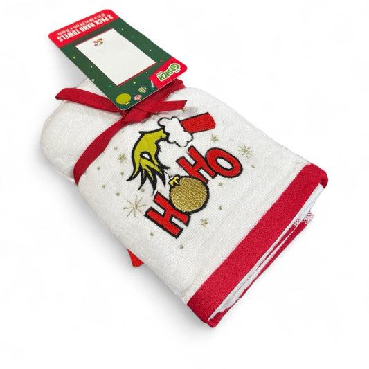 Grinch Dr. Suess Ho Ho 2pk Hand Towels Christmas Holiday Bathroom Decor - Trendiez U ♥ 