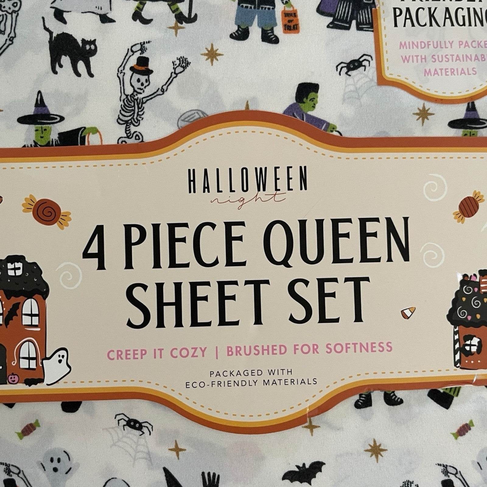 Halloween Queen Sheet Set – 4 Piece Ghost Witch Vampire Skeleton Bedding - Trendiez U ♥ 