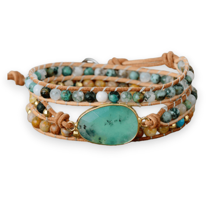 Handmade Bracelet Acqua Boho Chain Stone - Trendiez U ♥ 