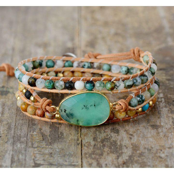 Handmade Bracelet Acqua Boho Chain Stone - Trendiez U ♥ 