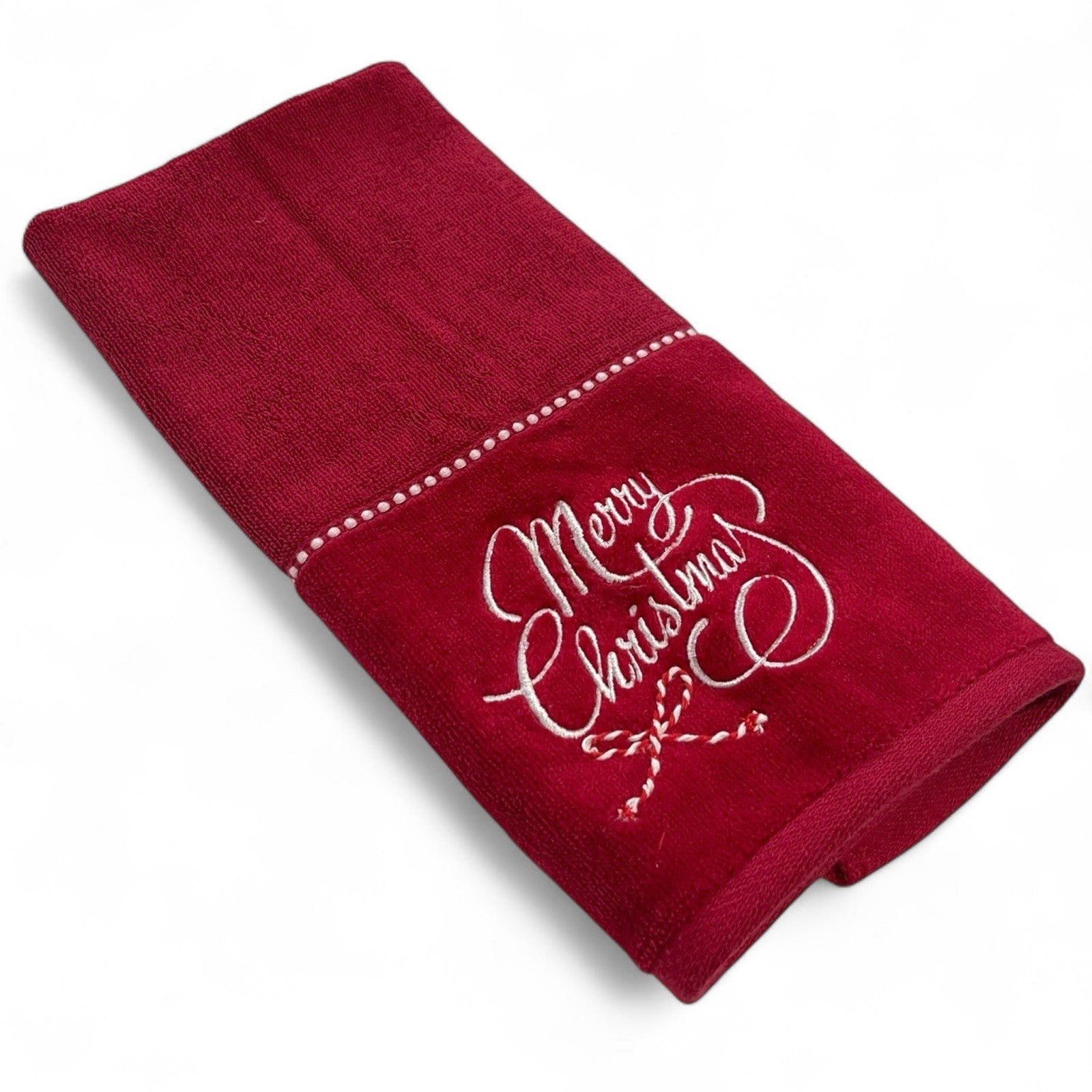 Happy Holidays Christmas 3pc Bath Towel Set Embroidered Cotton Vintage-Inspired - Trendiez U ♥ 