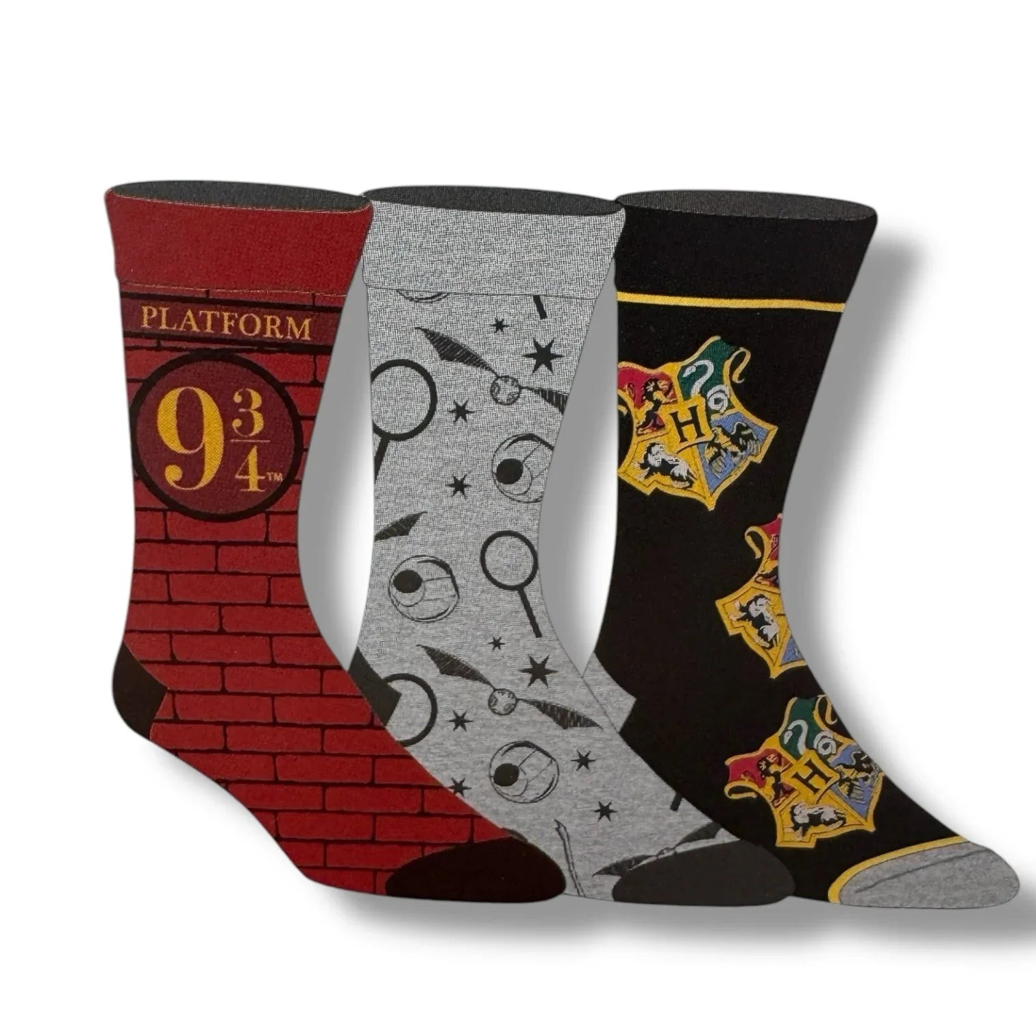 HARRY POTTER Casual Crest Crew Socks 3 Pair Shoe Mens Size 10-13 BIOWORLD - Trendiez U ♥ 