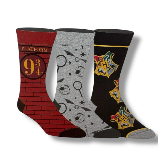 HARRY POTTER Casual Crest Crew Socks 3 Pair Shoe Mens Size 10-13 BIOWORLD - Trendiez U ♥ 