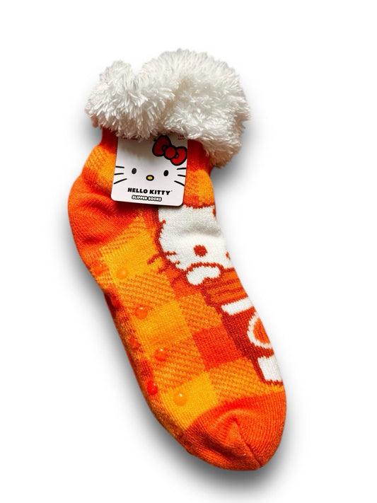 Hello Kitty Women’s Fuzzy Slipper Socks – Pumpkin Design - Trendiez U ♥ 
