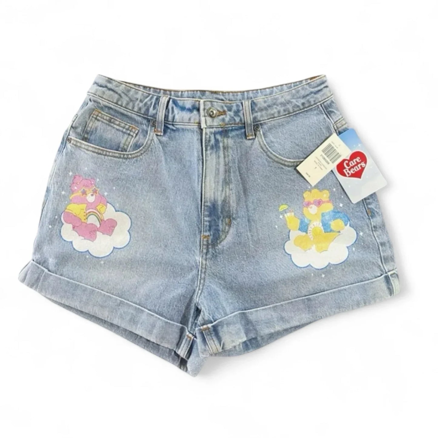 Hot Topic Care Bears Denim Shorts Junior Size 7 with Cartoon bear Print cotton - Trendiez U ♥ 