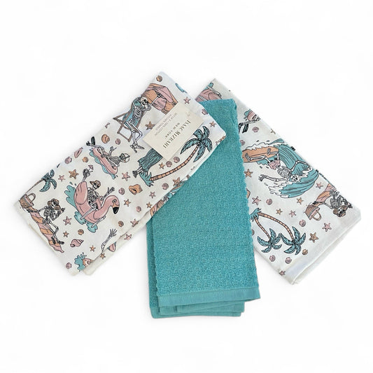 Isaac Mizrahi Summer Skeletons Kitchen Towel Set 3-Piece - Trendiez U ♥ 