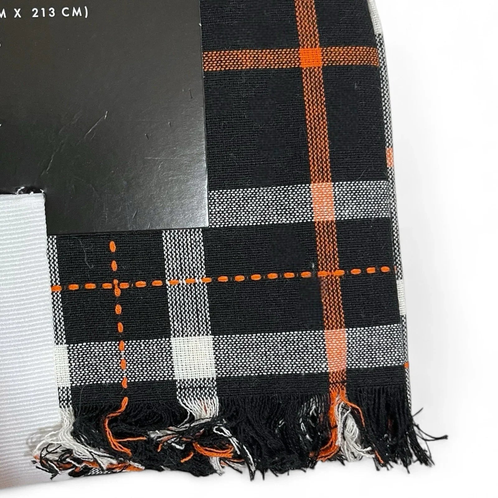 Jack-O-Lantern Halloween Tablecloth Orange Black Plaid 60x84” Embroidered Oblong - Trendiez U ♥ 
