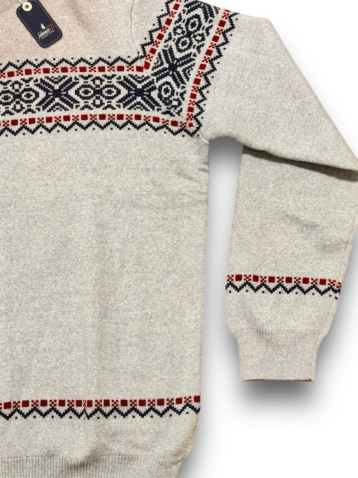 Johnnie-O Men’s Merino Wool Winter Holiday Crewneck Sweater Blue & Gray - Trendiez U ♥ 