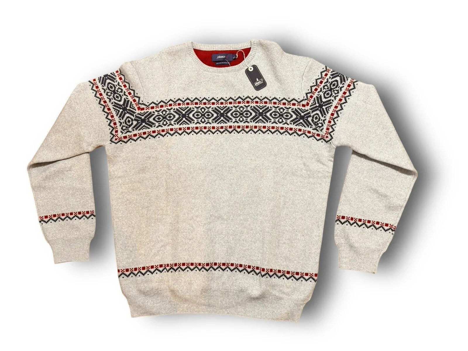 Johnnie-O Men’s Merino Wool Winter Holiday Crewneck Sweater Blue & Gray - Trendiez U ♥ 