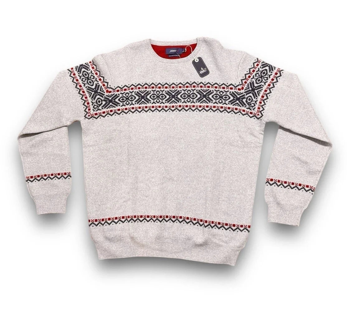 Johnnie-O Men’s Merino Wool Winter Holiday Crewneck Sweater Blue & Gray - Trendiez U ♥ 