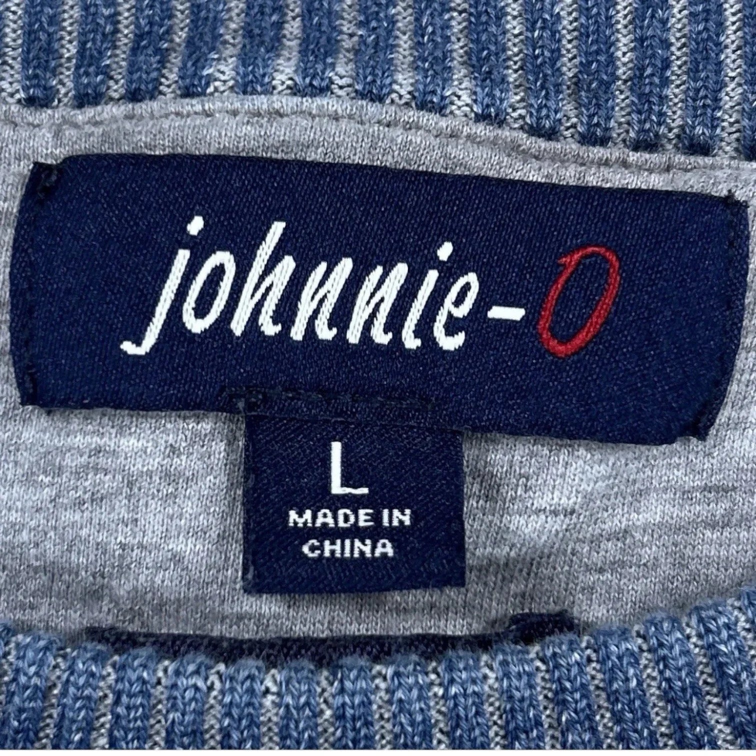 Johnnie O Sweater Men’s Large Blue Pullover Long Sleeve Casual Cotton - Trendiez U ♥ 
