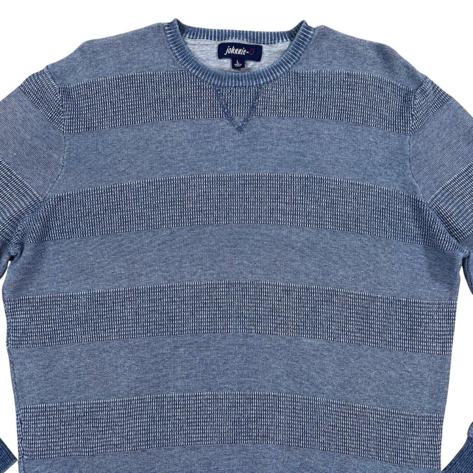 Johnnie O Sweater Men’s Large Blue Pullover Long Sleeve Casual Cotton - Trendiez U ♥ 