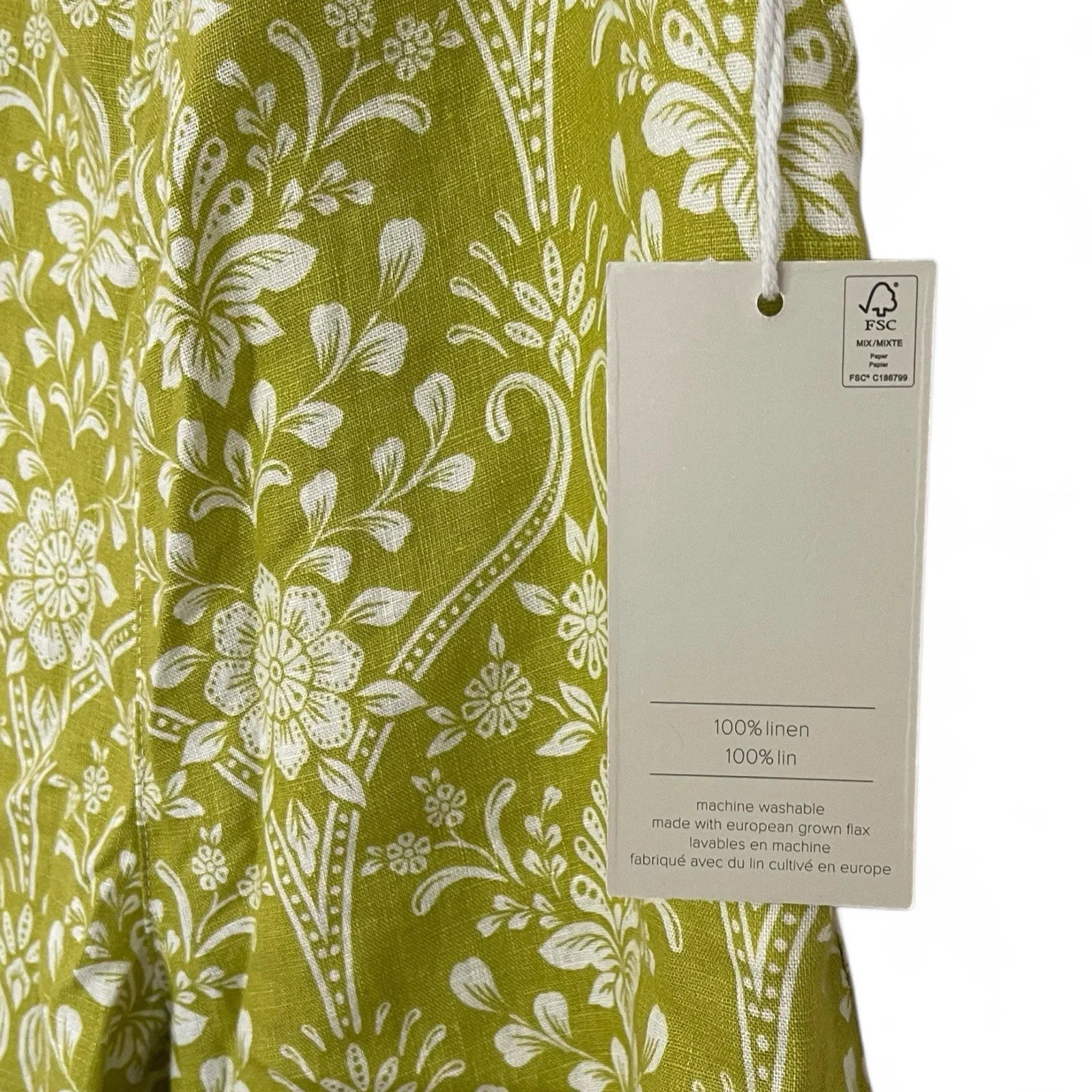 Joie Linen Wide Leg Pants Green Floral Size M High Rise Resort Beach NEW - Trendiez U ♥ 