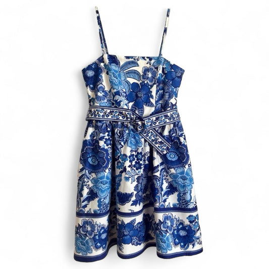 JOIE Women’s Floral Dress – Blue & White Belted, Size 8 - Trendiez U ♥ 