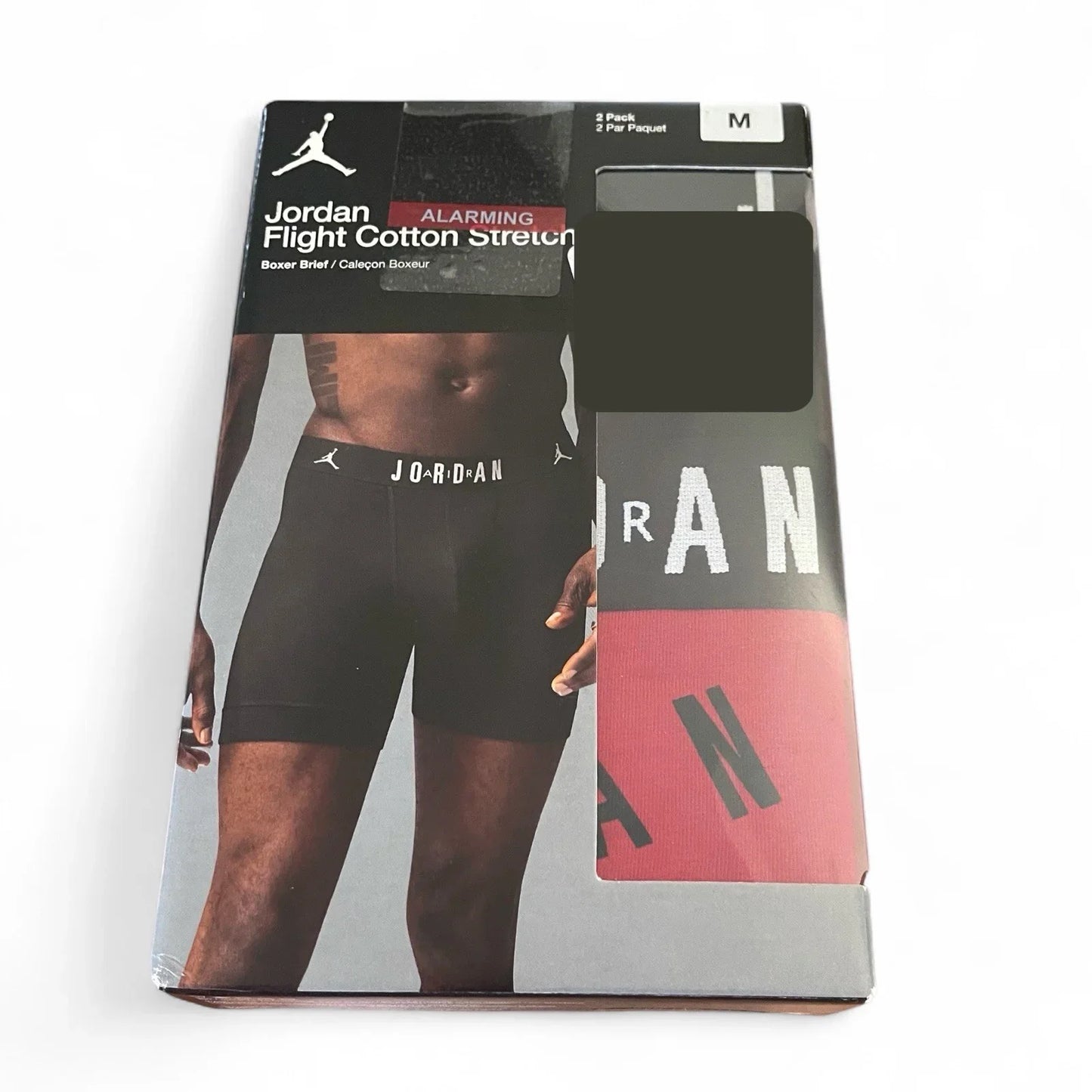 Jordan Flight 2 Pack Mens Premium Cotton Stretch Boxer Briefs M Blk/Red New - Trendiez U ♥ 