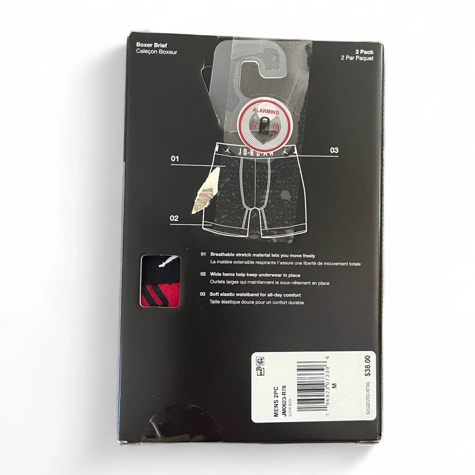 Jordan Flight 2 Pack Mens Premium Cotton Stretch Boxer Briefs M Blk/Red New - Trendiez U ♥ 
